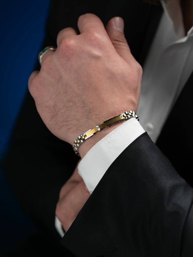 سوار رجالي ستانلس ستيل مرصع الماس - alternate view