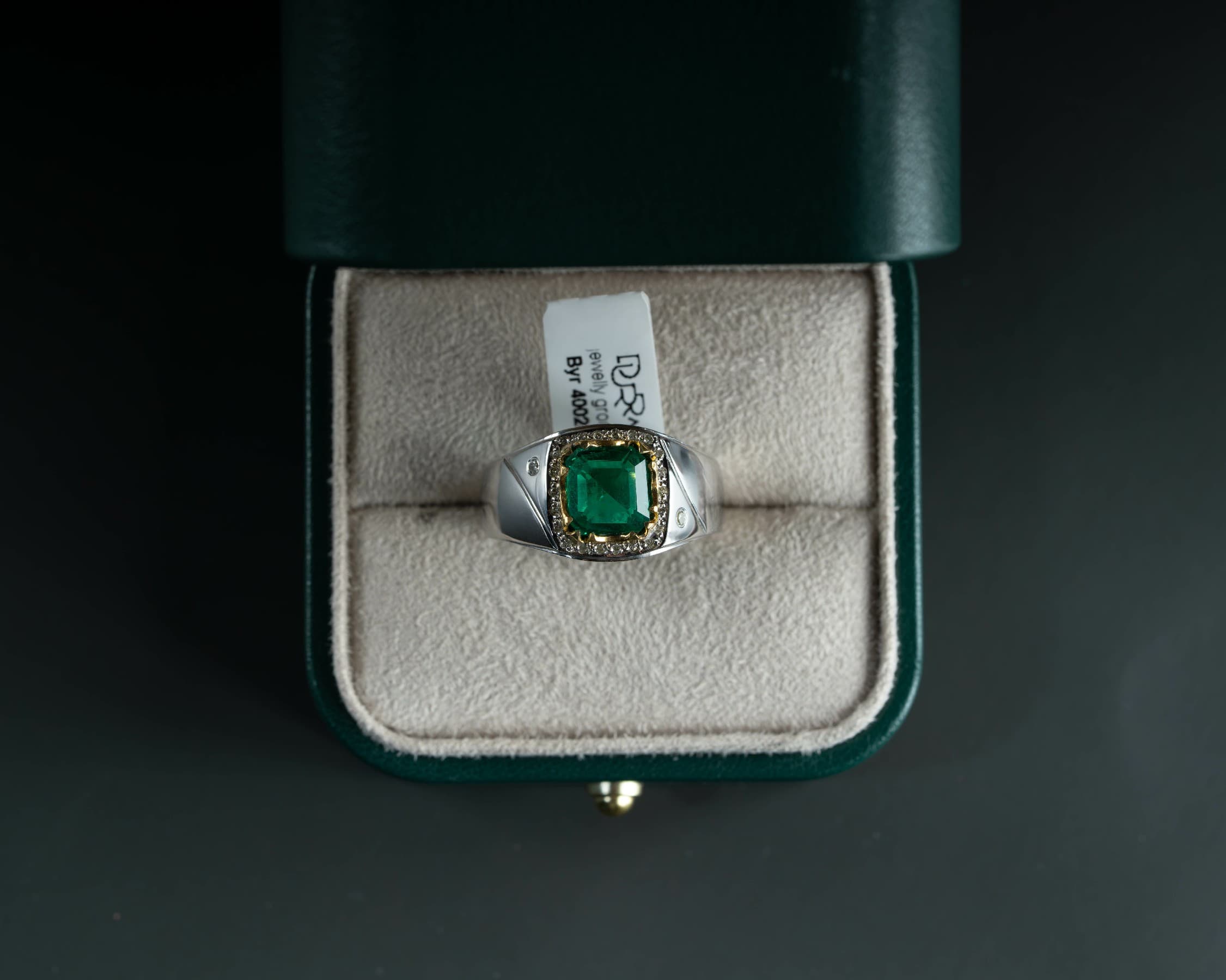 خاتم فضة بحجر البايرون مرصع الماس - خواتم رجالية, بايرون , تشكيلة الرجال