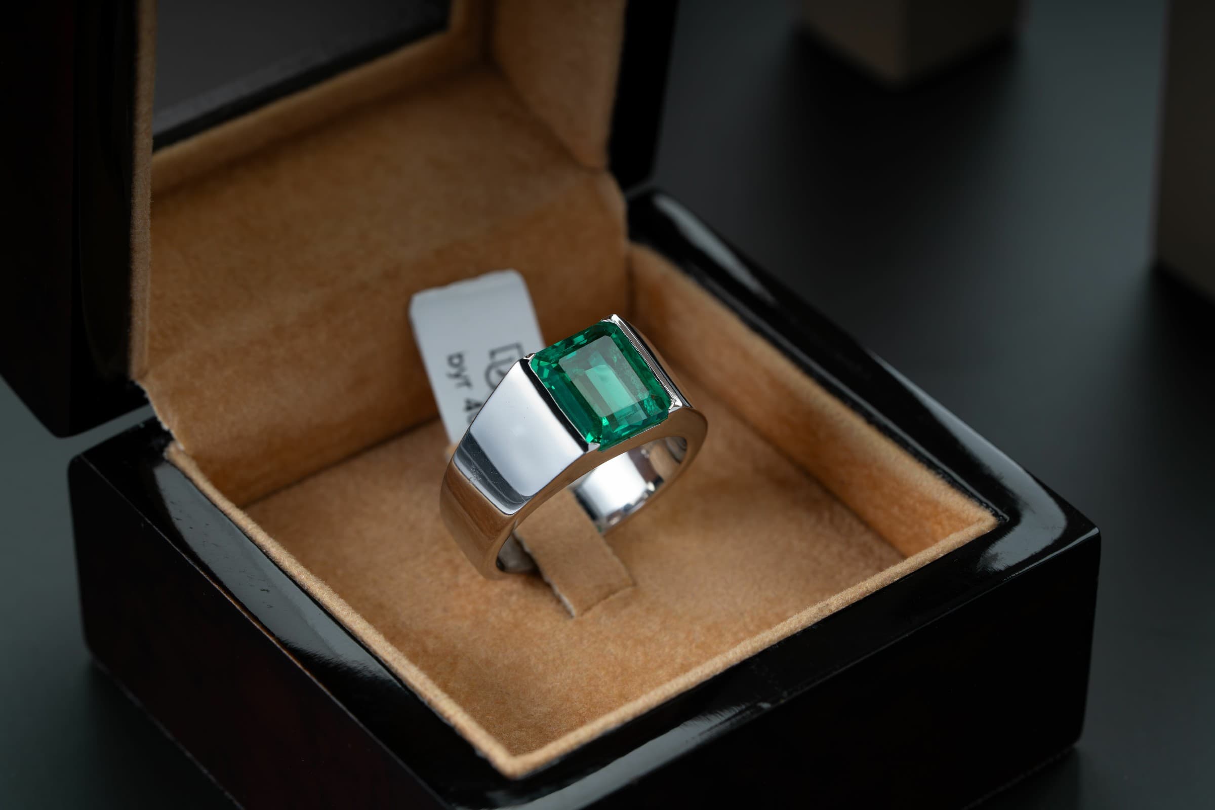 خاتم رجالي صياغة يدوية بحجر البايرون الاخضر - تشكيلة الرجال, خواتم رجالية, بايرون 