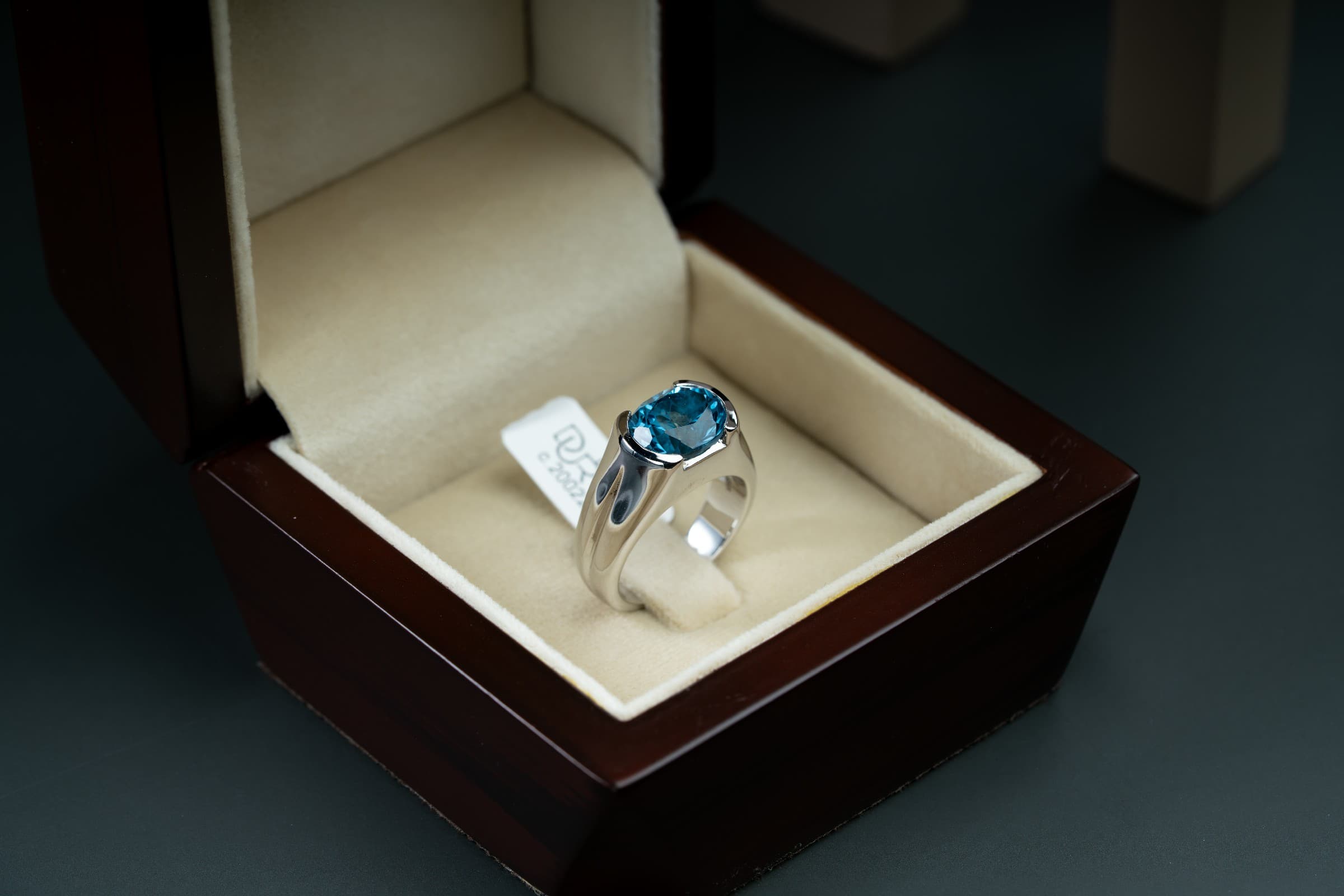 خاتم فضة صياغة يدوية مع حجر توباز السويسري - تشكيلة الرجال, خواتم رجالية, توباز