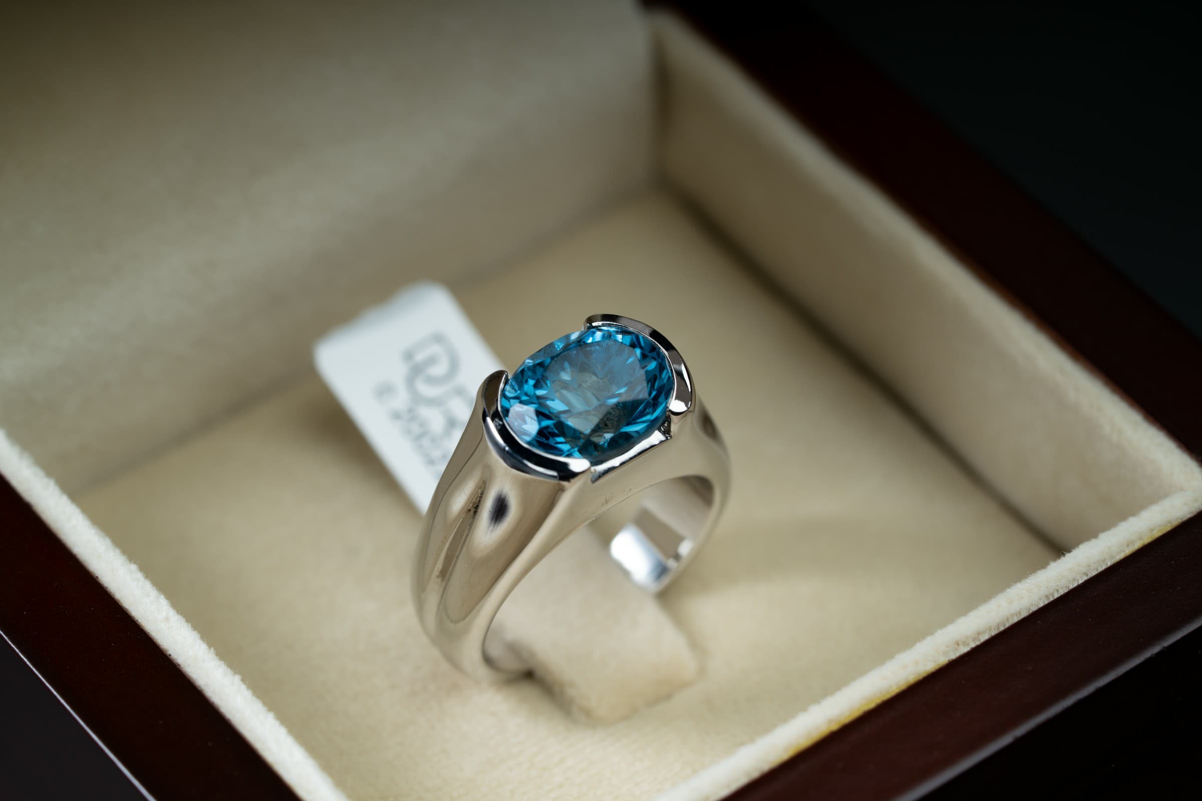 خاتم فضة صياغة يدوية مع حجر توباز السويسري - تشكيلة الرجال, خواتم رجالية, توباز