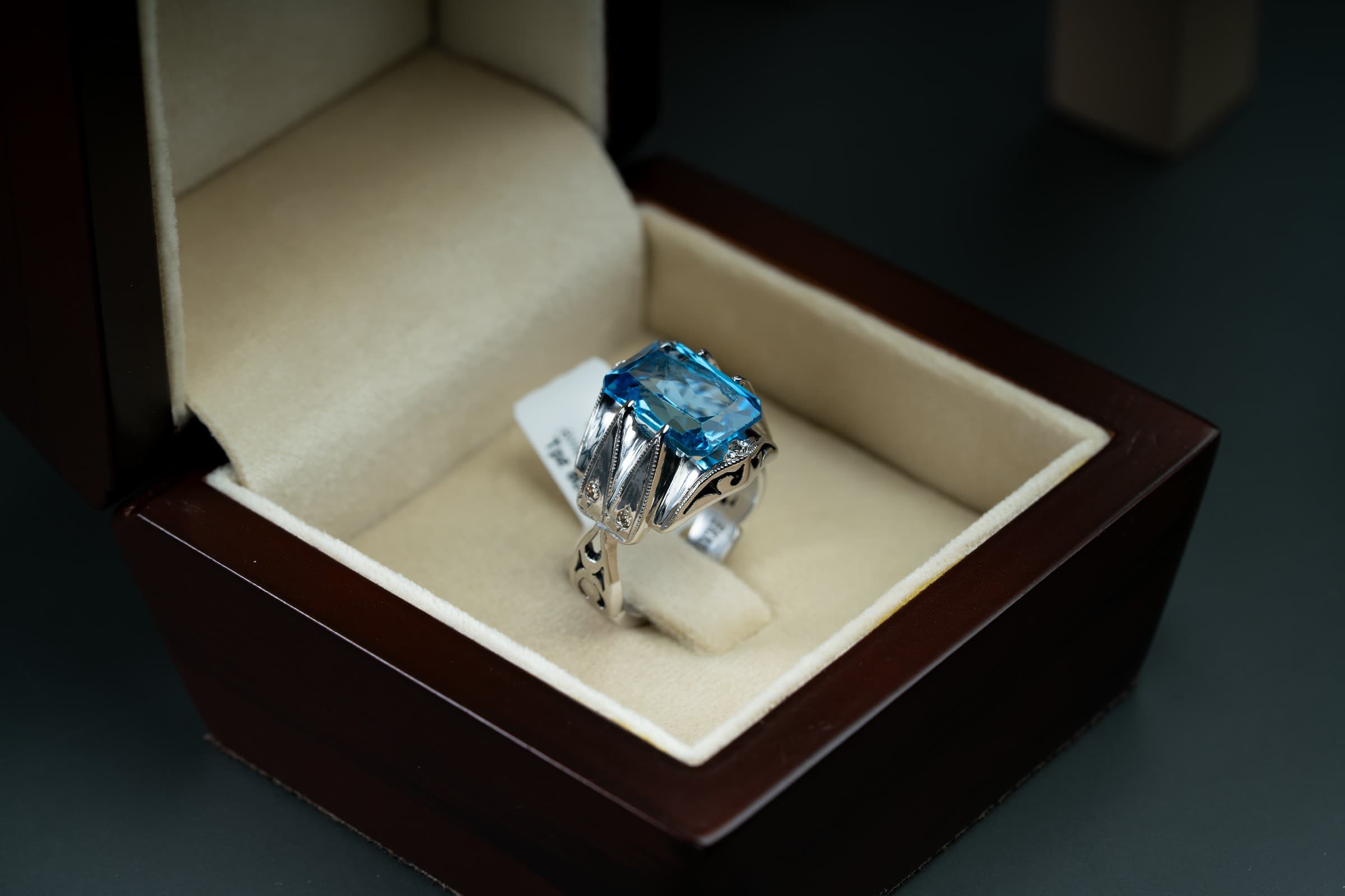 خاتم فضة صياغة يدوية بحجر التوباز السويسري - تشكيلة الرجال, خواتم رجالية, توباز