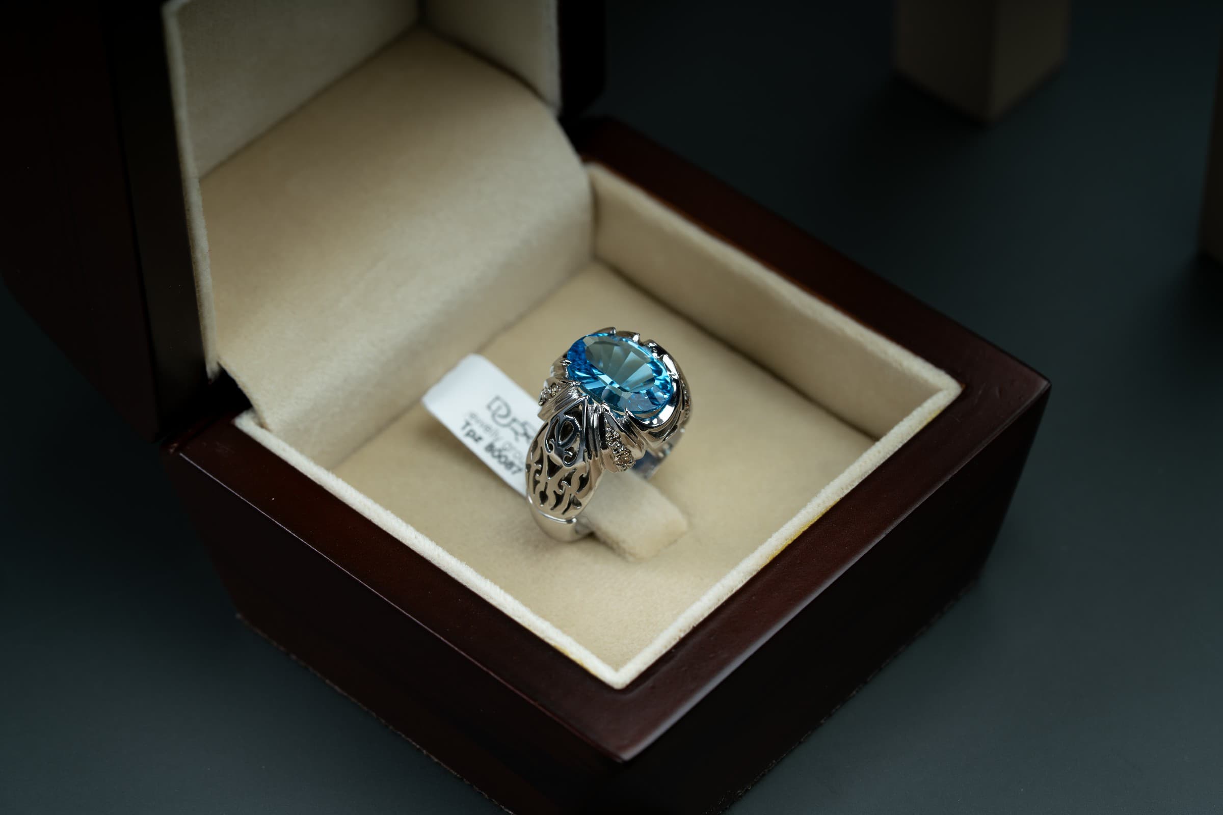 خاتم فضة رجالي مصاغ يدوي بحجر التوباز السويسري - تشكيلة الرجال, خواتم رجالية, توباز