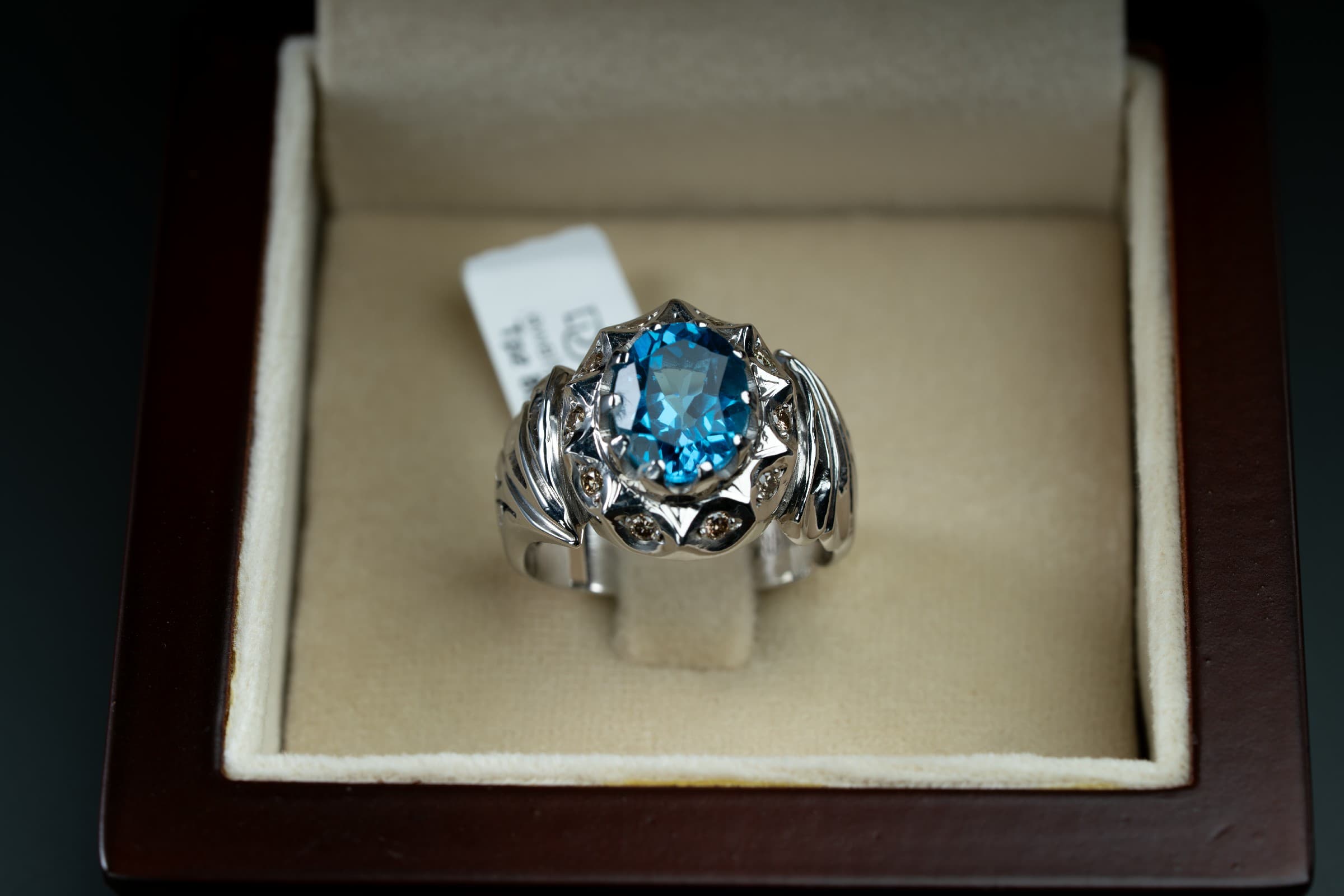 خاتم فضة رجالي مصاغ يدوي بحجر التوباز السويسري - تشكيلة الرجال, خواتم رجالية, توباز