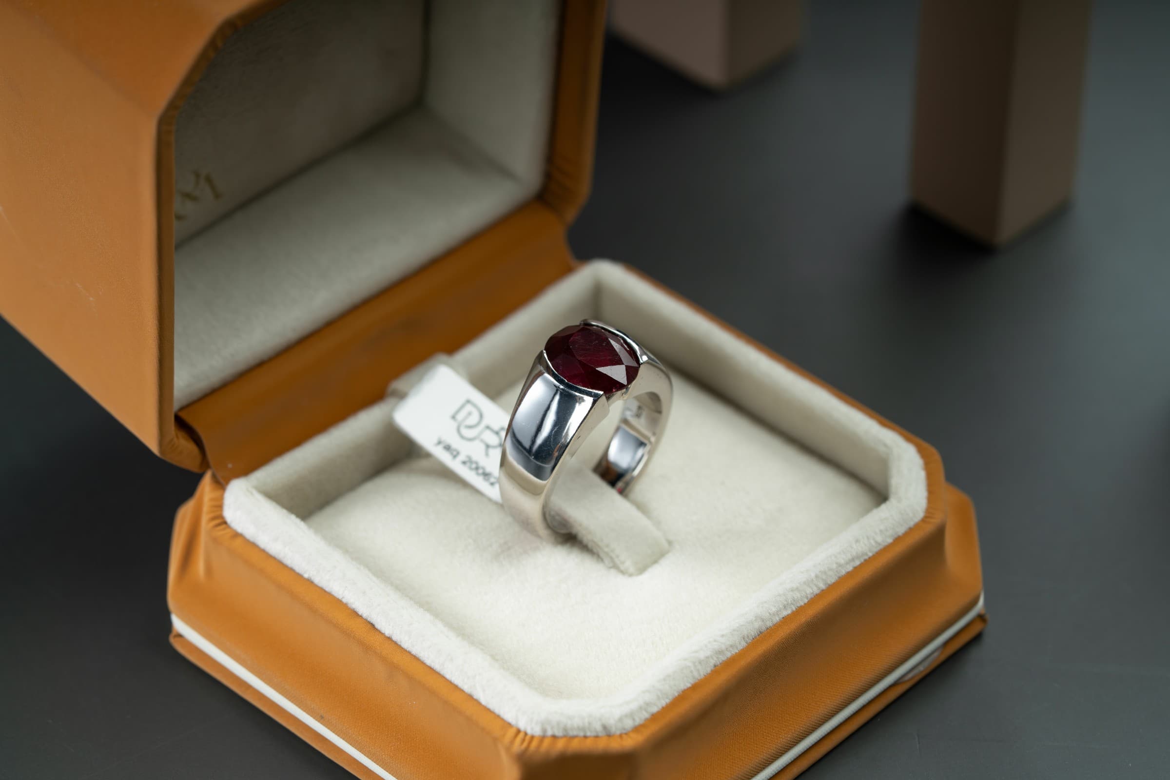 خاتم فضة صياغة يدوية بحجر الياقوت الأحمر - تشكيلة الرجال, خواتم رجالية, ياقوت