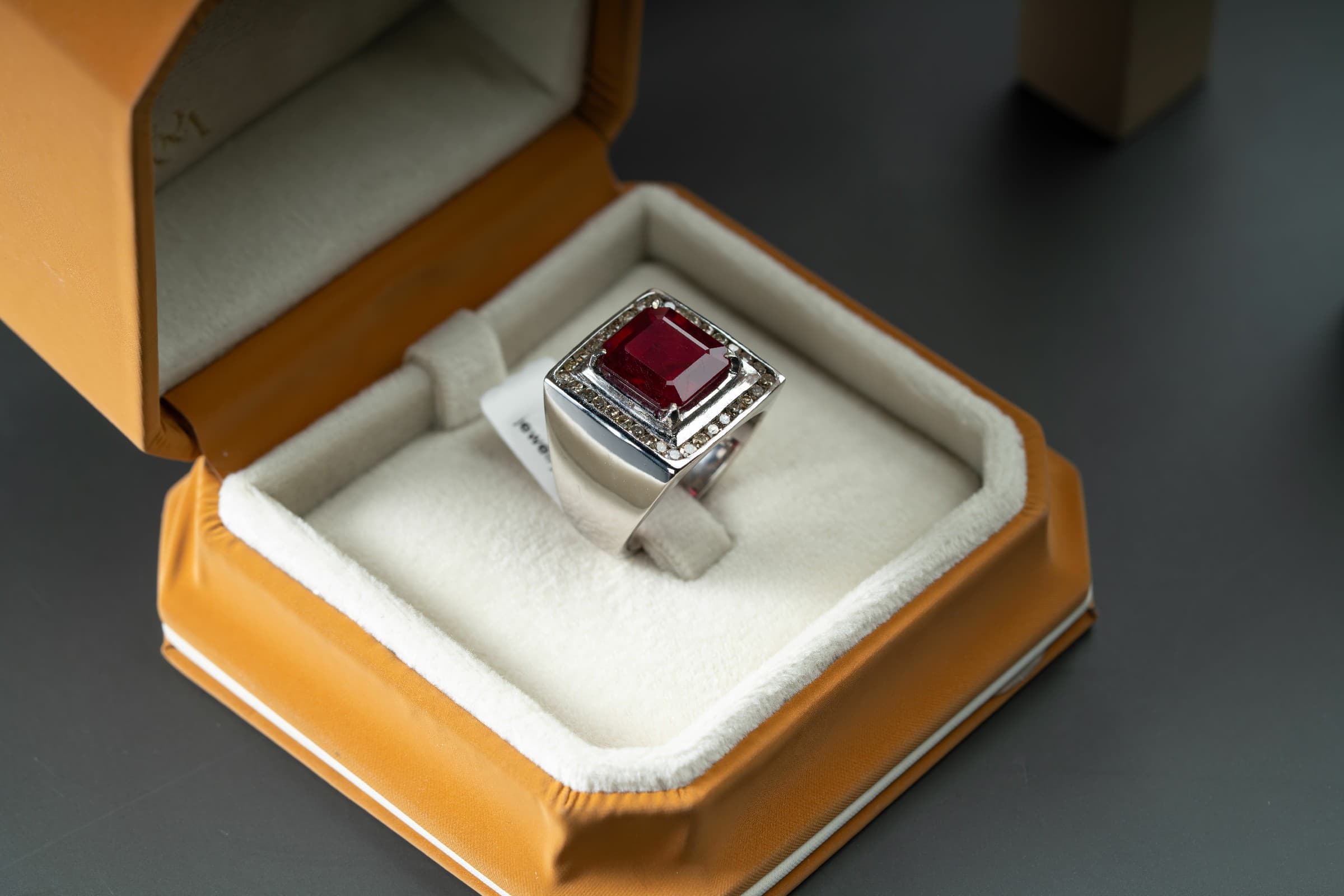 خاتم فضة مرصع بالياقوت الأحمر والألماس - تشكيلة الرجال, خواتم رجالية, ياقوت