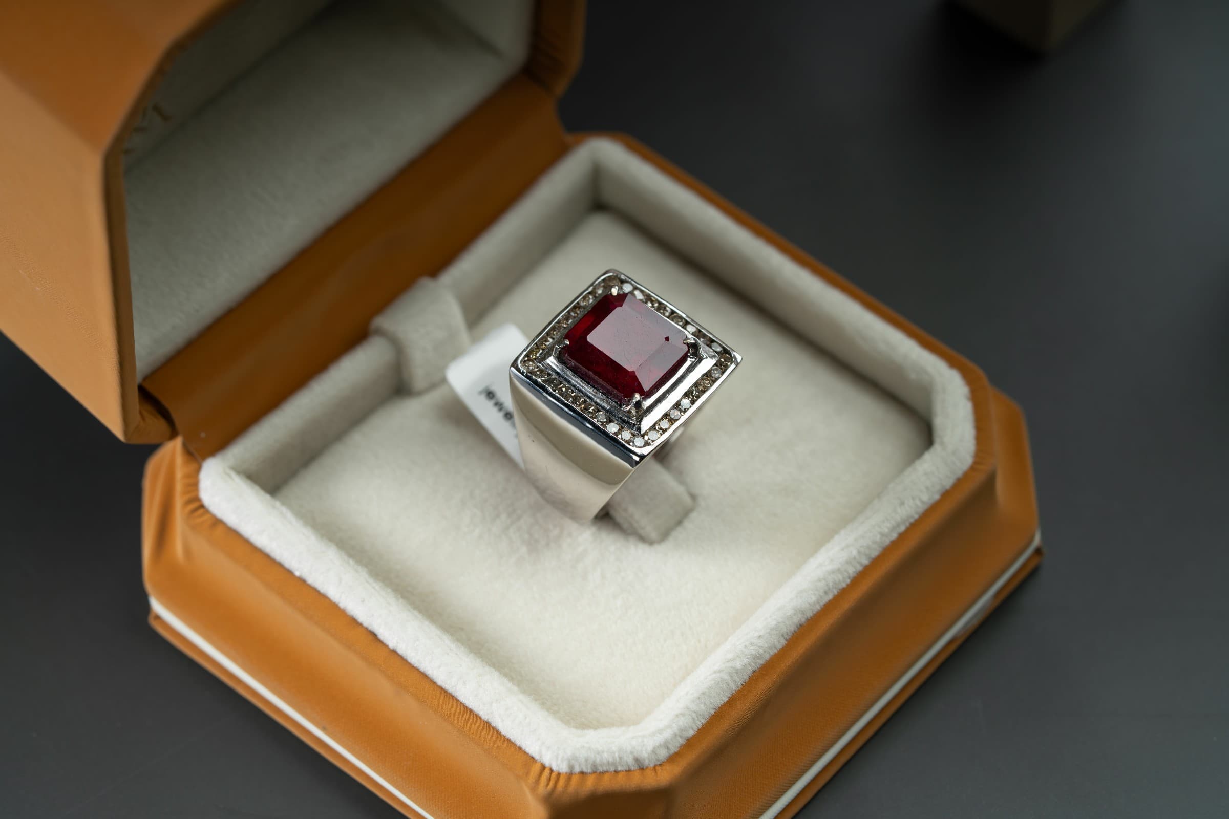 خاتم فضة مرصع بالياقوت الأحمر والألماس - تشكيلة الرجال, خواتم رجالية, ياقوت