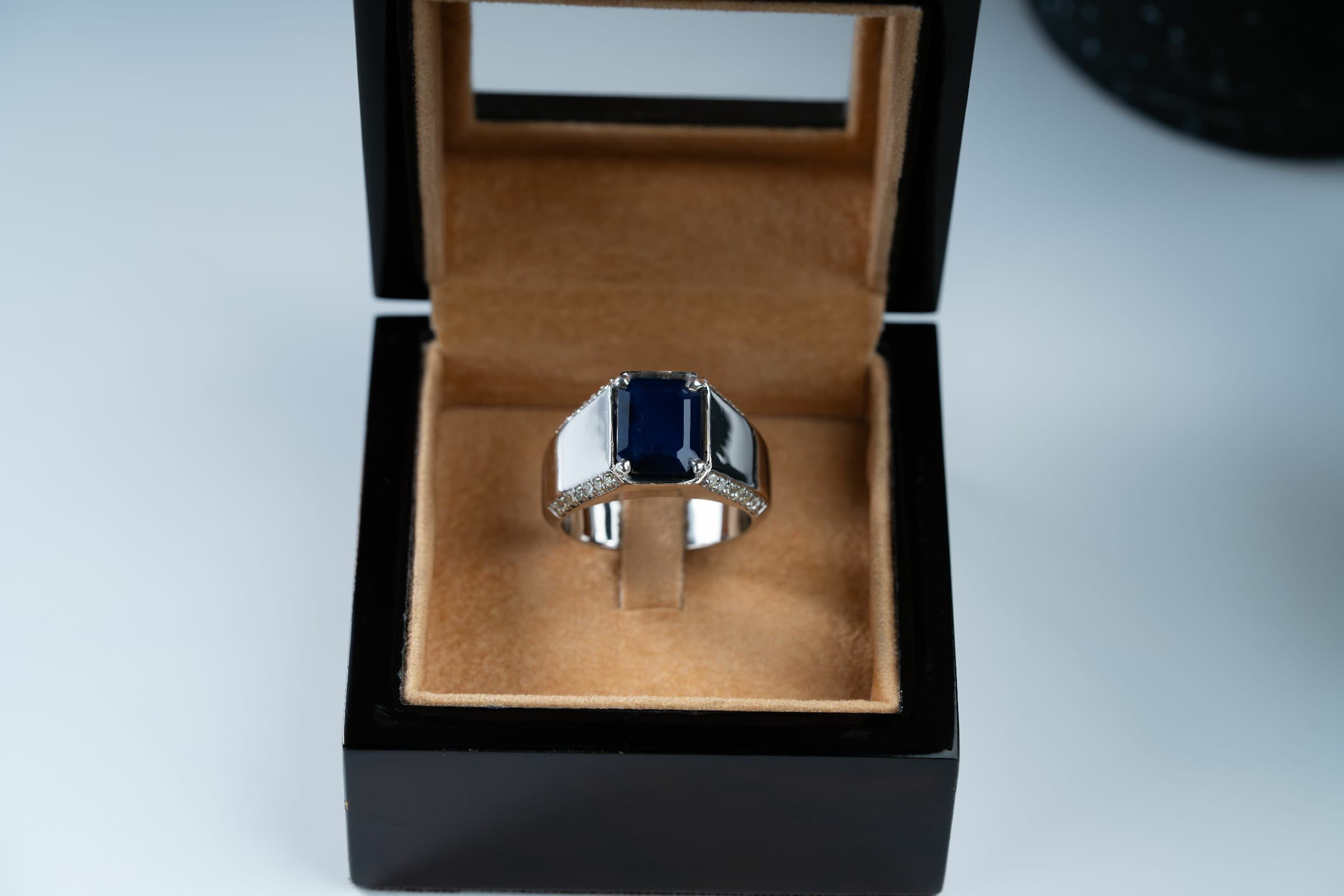 خاتم فضة صياغة يدوية بحجر الزفير الافريقي مع ترصيع الماس - تشكيلة الرجال, خواتم رجالية, زفير 