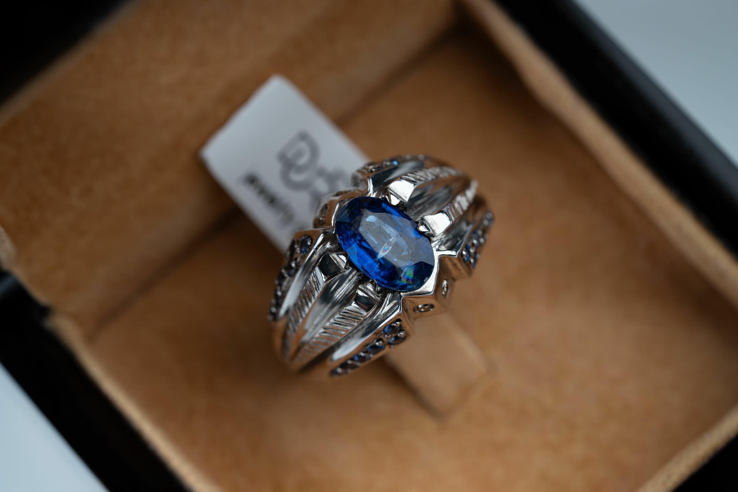 خاتم فضة صياغة يدوية بحجر الكينايت مع ترصيع الماس وزفير افريقي - تشكيلة الرجال, خواتم رجالية, زفير 