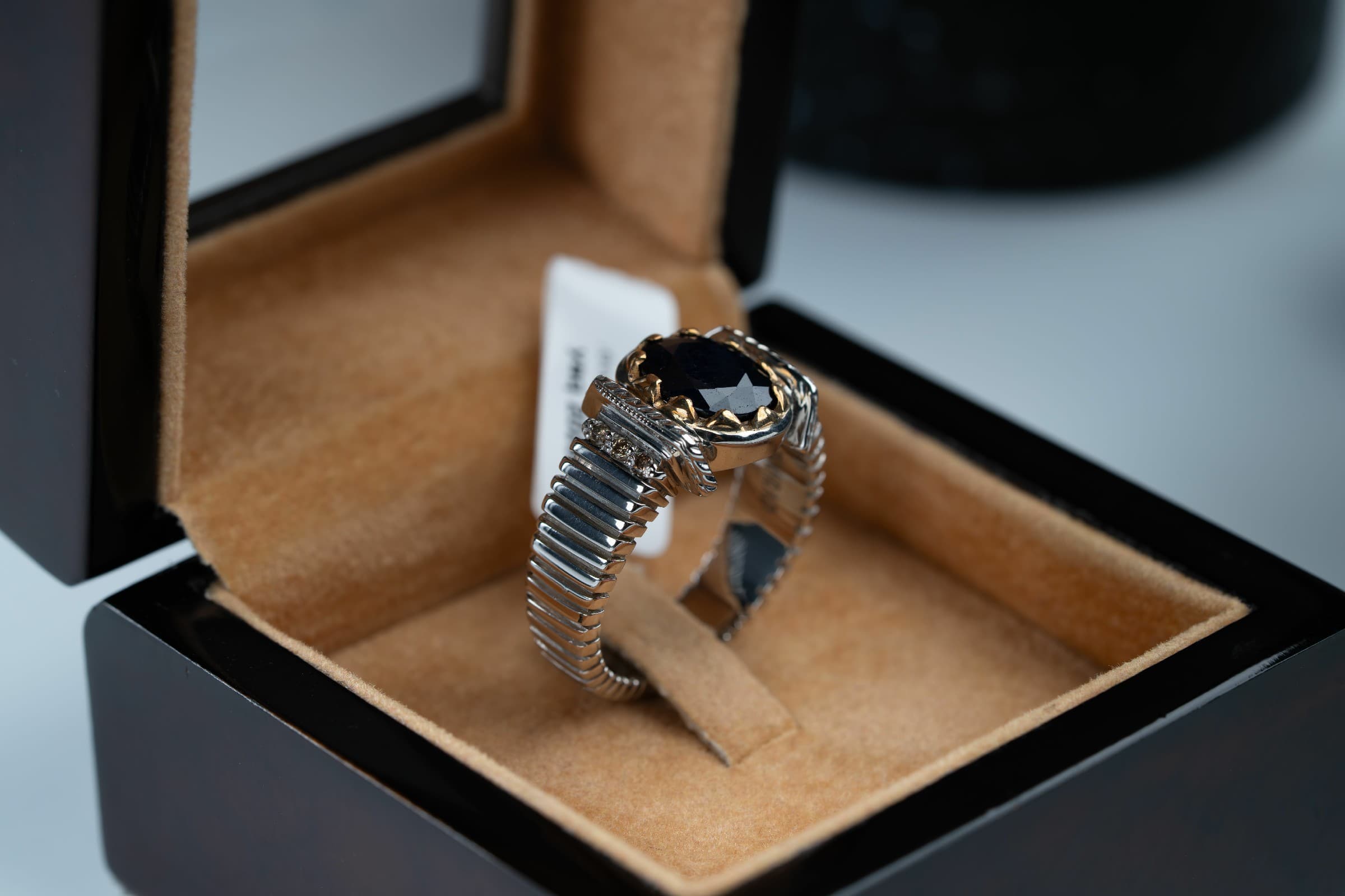 خاتم فضة صيافة يدوية بحجر الزفير الافريقي مع ترصيع الماس - تشكيلة الرجال, خواتم رجالية, زفير 