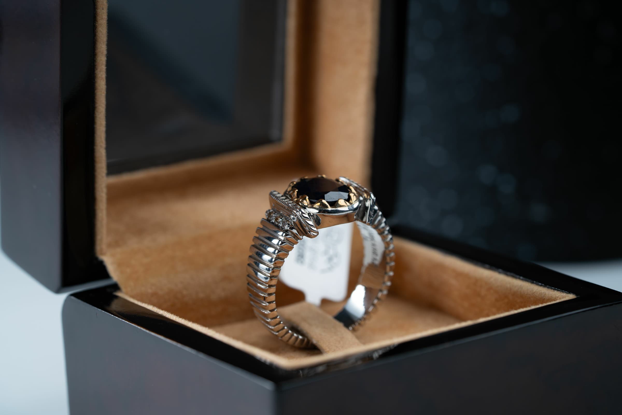 خاتم فضة صيافة يدوية بحجر الزفير الافريقي مع ترصيع الماس - تشكيلة الرجال, خواتم رجالية, زفير 