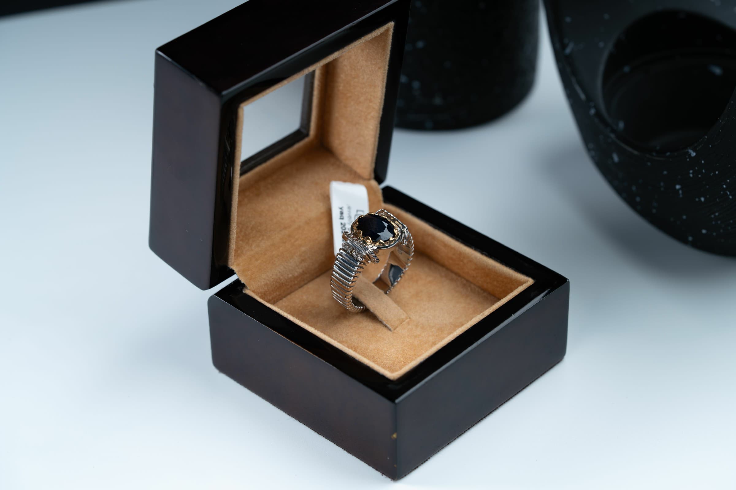 خاتم فضة صيافة يدوية بحجر الزفير الافريقي مع ترصيع الماس - تشكيلة الرجال, خواتم رجالية, زفير 