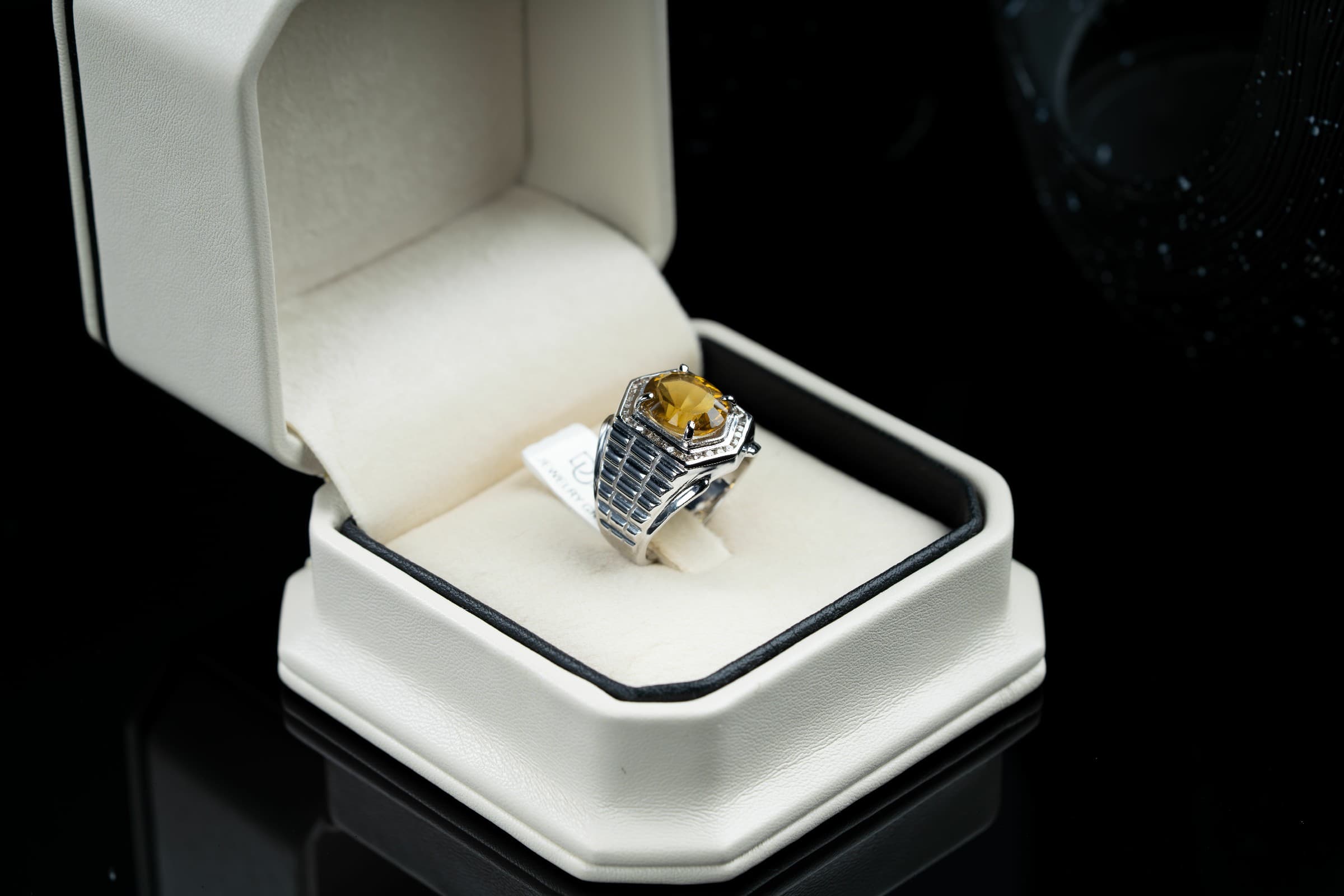 خاتم فضة صياغة يدوية بحجر السترين مع ترصيع الماس - تشكيلة الرجال, خواتم رجالية, سترين