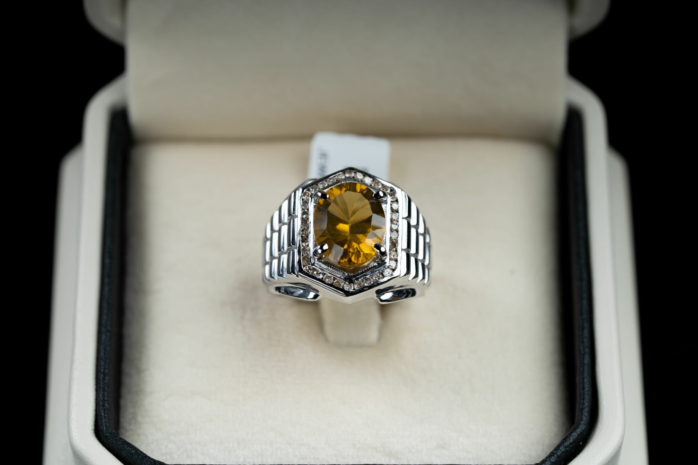 خاتم فضة صياغة يدوية بحجر السترين مع ترصيع الماس - تشكيلة الرجال, خواتم رجالية, سترين