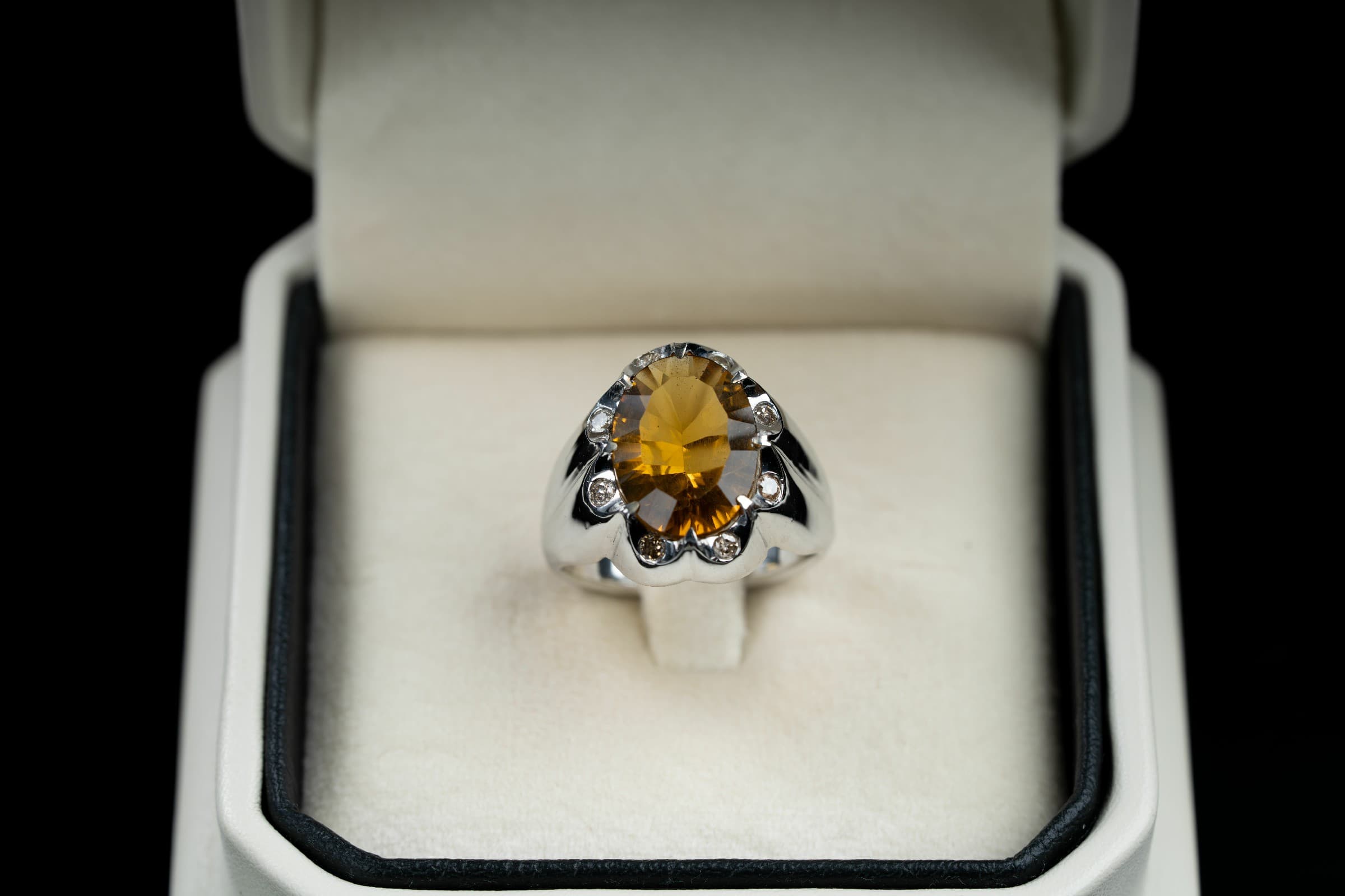 خاتم فضة مرصع بحجر سترين أصفر وترصيع الالماس - تشكيلة الرجال, خواتم رجالية, سترين