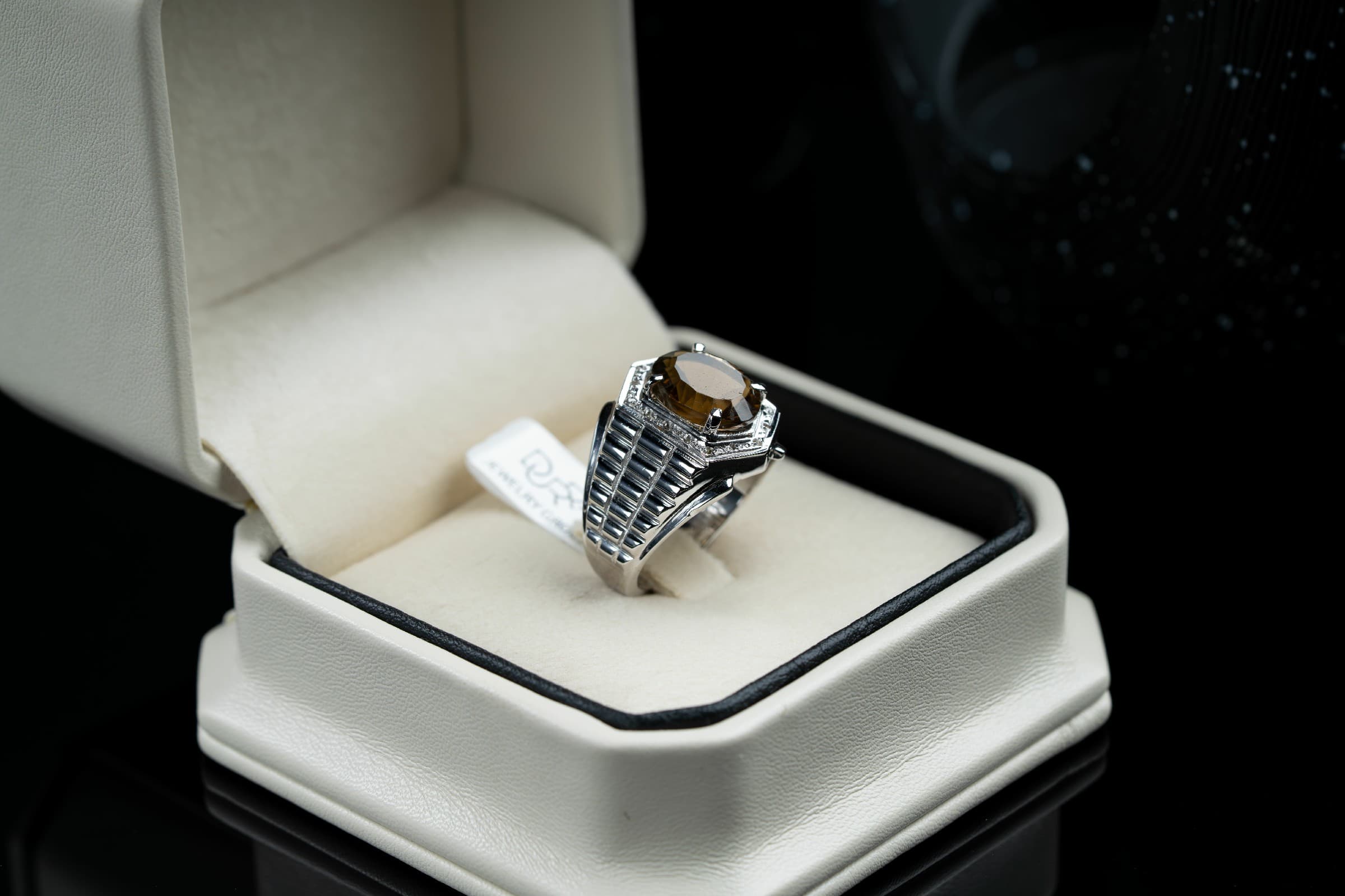 خاتم فضة صياغة يدوية بحجر السترين مع ترصيع الماس - تشكيلة الرجال, خواتم رجالية, سترين