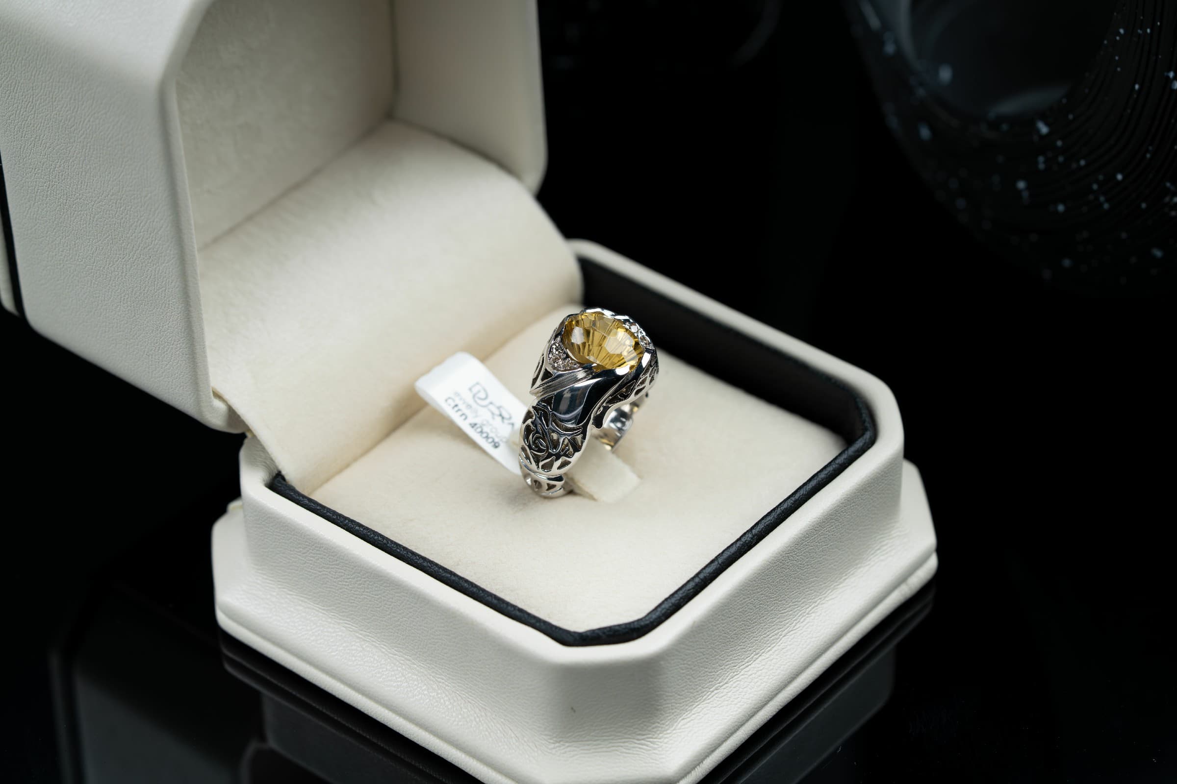 خاتم فضة مصاغ يدوي بحجر السترين مرصع بالالماس - تشكيلة الرجال, خواتم رجالية, سترين