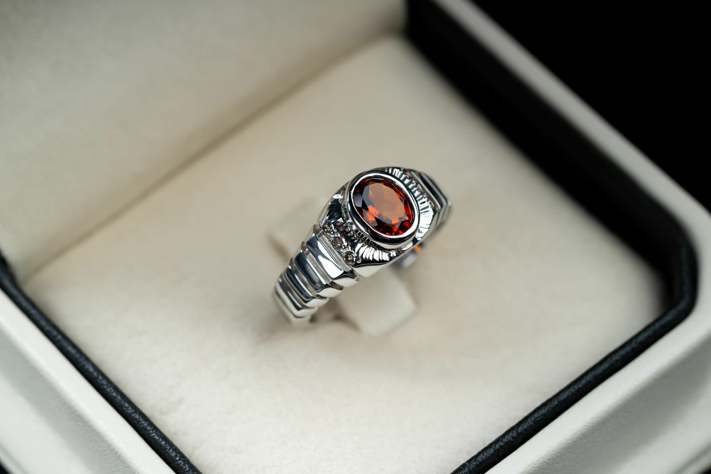 من نوار الوان حجر السترين بخاتم فضة مصاغ يدوي بالكامل مع ترصيع الماس - تشكيلة الرجال, خواتم رجالية, سترين