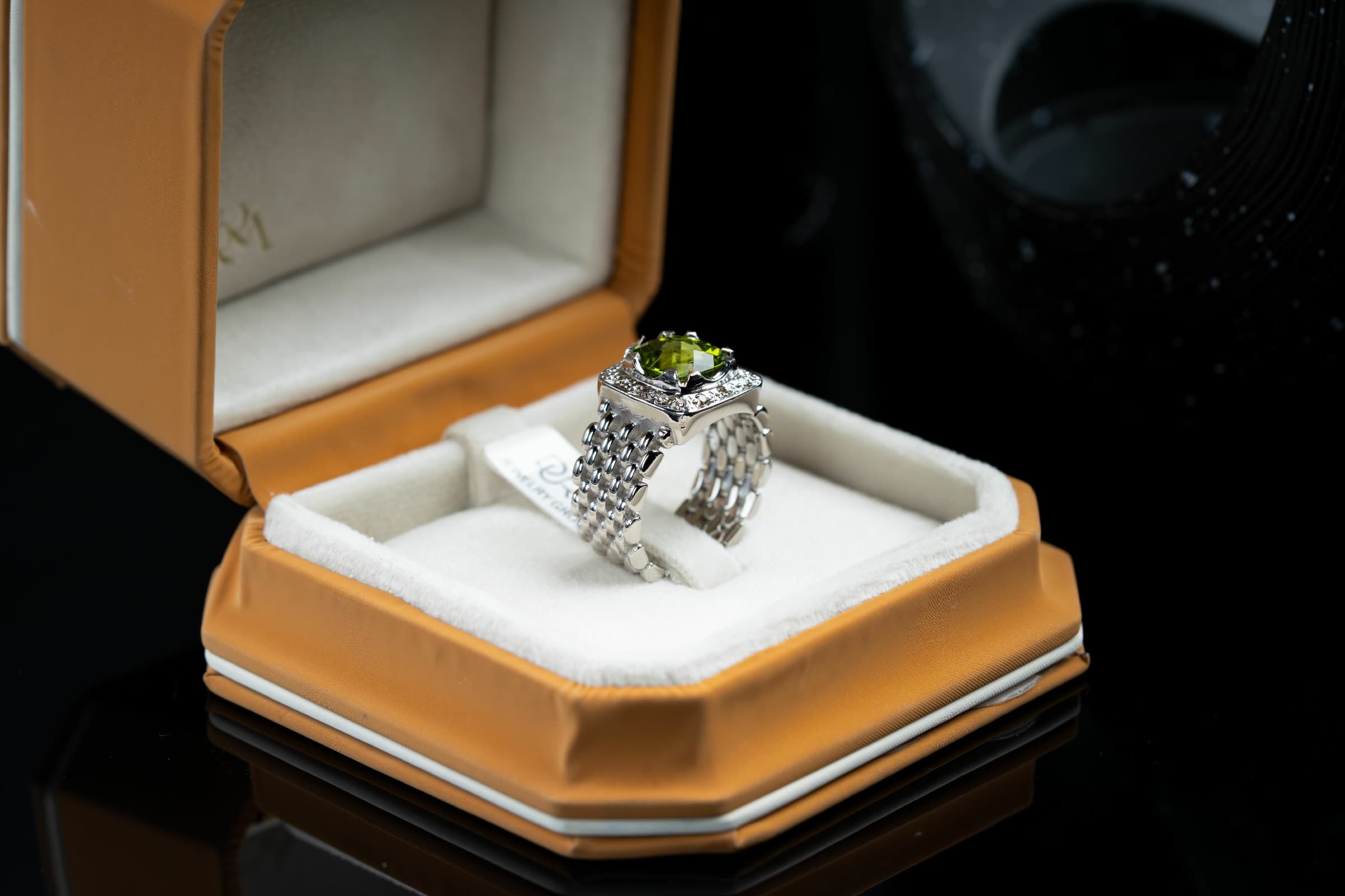 خاتم رولكس فضة صياغة يدوية حجر الزبرجد الاخضر مع ترصيع الالماس - تشكيلة الرجال, خواتم رجالية, زبرجد