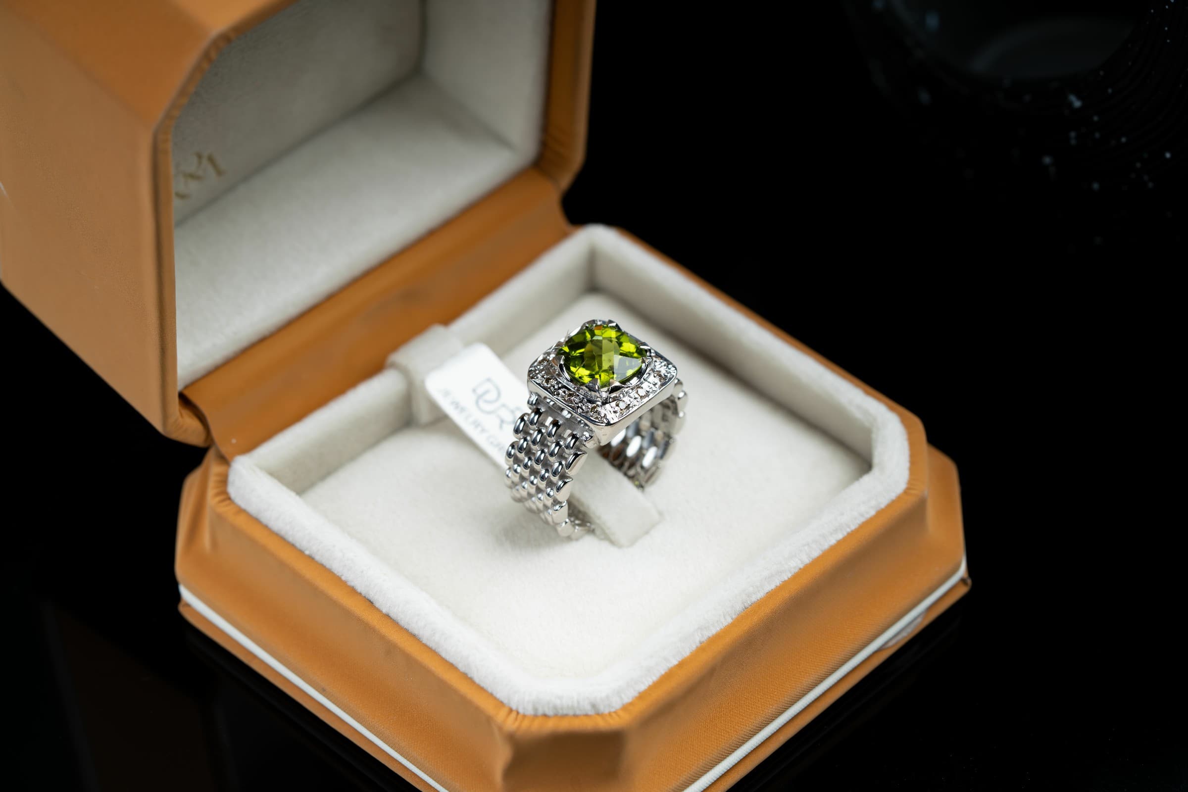 خاتم رولكس فضة صياغة يدوية حجر الزبرجد الاخضر مع ترصيع الالماس - تشكيلة الرجال, خواتم رجالية, زبرجد