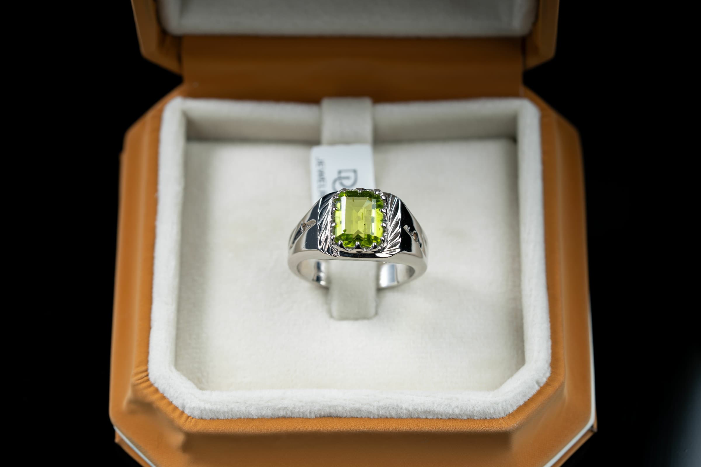 خاتم فضة رجالي بحجر زبرجد أخضر مع ترصيع الماس - تشكيلة الرجال, خواتم رجالية, زبرجد