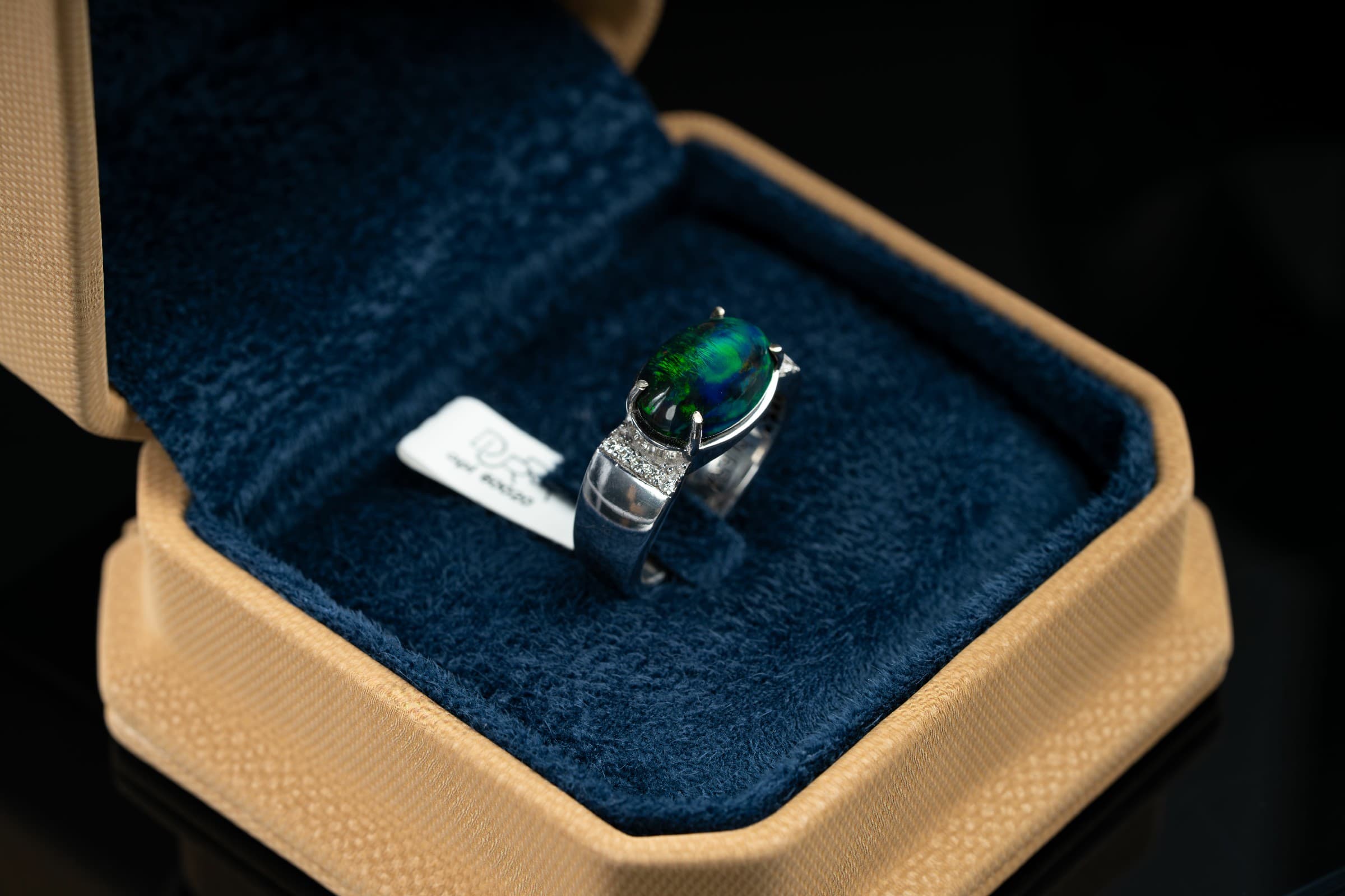 خاتم فضة صياغة يدوية مرصع بالأوبال والالماس - تشكيلة الرجال, خواتم رجالية, أوبال أثيوبي