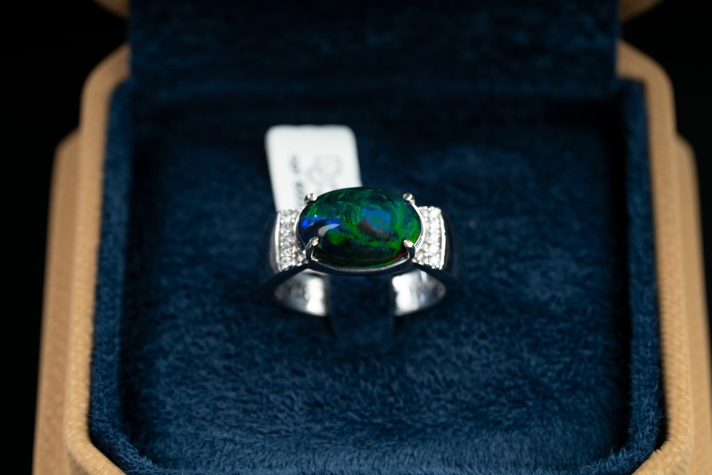 خاتم فضة صياغة يدوية مرصع بالأوبال والالماس - تشكيلة الرجال, خواتم رجالية, أوبال أثيوبي